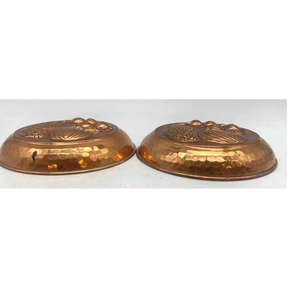 Vintage ODI Copper Fruit Molds Set of 2 Hanging Kitchen Decor Assorted Relief